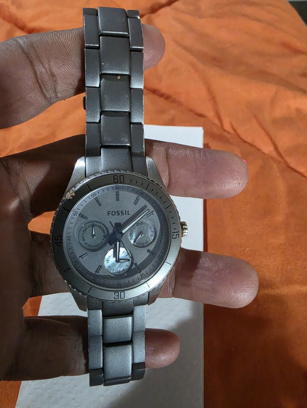 Fossil Women’s Gray Silver Stainless Steel Chronograph Watch